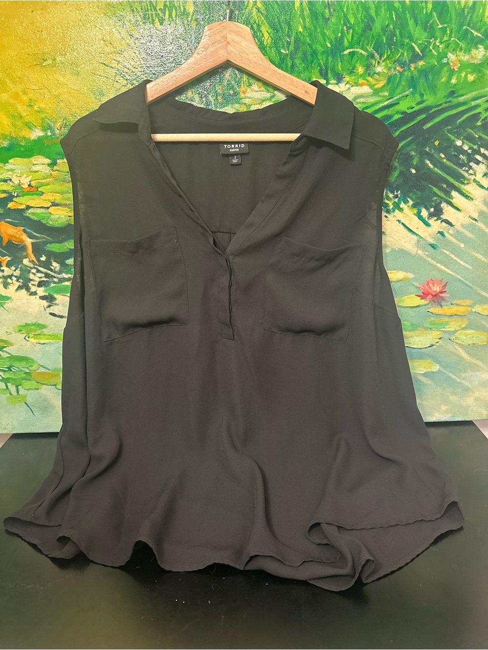 Torrid Harper Black Pullover Blouse Size 2
